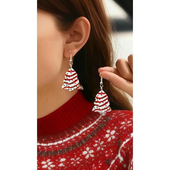 CHRISTMAS TREE CAKE DANGLE EARRINGS - Picture 2 of 7